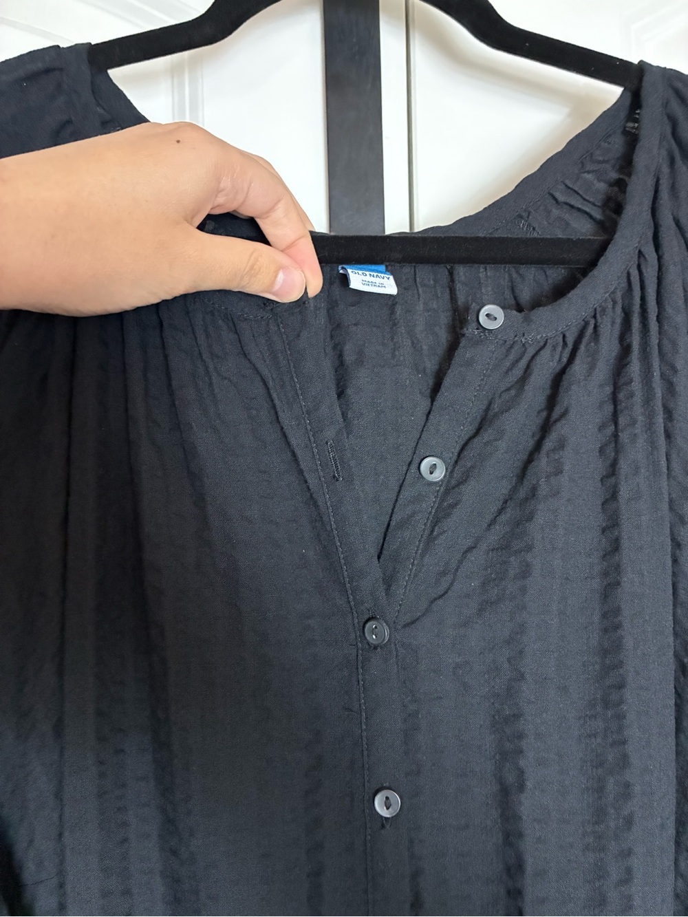 Old Navy Black Dress Button-Front 3/4 Sleeve Lightweight Comfortable NWT 3X - Picture 6 of 13